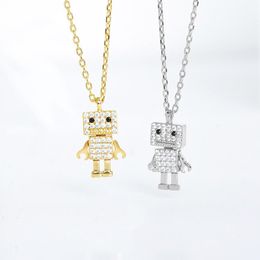 Pendant Necklaces Cute Robot Women's Collar Necklace Simple Silver Colour Rhinestone Clavicle Jewelry Fashion Accessories Gifts