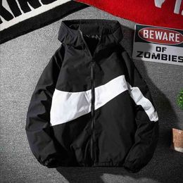 Jacket men's jacket autumn and winter plus cotton windbreaker student hooded youth sports trend One size model LT- 35.99 210728