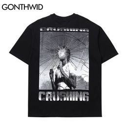 Oversized Tshirts Streetwear Creative Poster Short Sleeve Tees Shirts Mens Hip Hop Casual Punk Rock Gothic T-Shirt Tops 210602