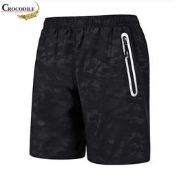 brand Men Shorts with Pocket Sports Quick Dry Summer Elastic Waist Casual Army Camouflage 210714