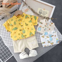 Bear Leader Kids Baby Casual Clothes Fashion Summer Casual Cartoon Shirt And Shorts Outfits For Boys Baby Cute Suits 210708