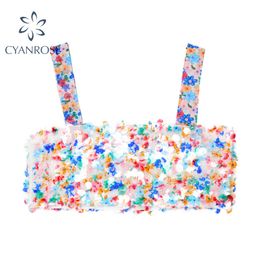 Spaghetti Strap Camisole Women Candy Sequin Spliced Vintage Tide Y2K Sexy Sweet Tanks Tops Femlae Loose Streetwear Beach Camis 210417