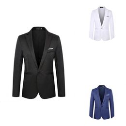 Men's Suits & Blazers Classic Suit Coat Solid Colour Long Sleeve Lapel Slim Wedding Jacket Men Blazer