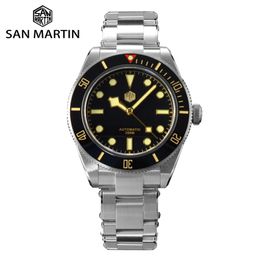 San Martin Men Watch 40mm Diver BB58 Retro Luxury Water Ghost PT5000 SW200 Rivet Bracelet Sapphire 20Bar Waterproof Luminous 210407