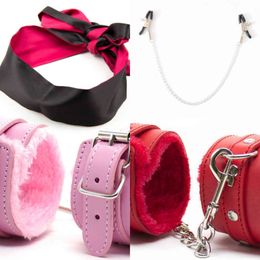 NXY Adult toys PU Leather Sex Handcuffs with Eye Mask Toys for Couples Games Slave Bondage Restraints Erotic Accessories 2pcs/set 1130