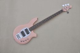 Pink body Electric Bass Guitar with Rosewood Fingerboard,Chrome Hardware,Active pickups,Provide customized services