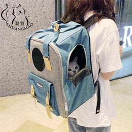 5 Styles Pet Cat Backpack Travel Cats Bagpack Small Dogs Carrying Bag for Kitten Puppy Space Handbag Portable Products 211120