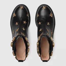 Women Designer Boots Desert Boot Flamingos Love Arrow Classic Bee Thick heels Leather High heeled Coarse Non-Slip Fashion Winter Women's