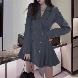 Blazer Dress Women Korean Long Sleeve Suit Dress Spring One-piece Ladies Casual Office Clothing Fashion Designer Mini Dress 210409