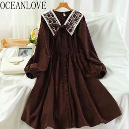 Solid Dress for Women with Shawl Vintage Vestidos Japan Style Robes Hiver Loose Buttons Midi Dresses 19298 210415