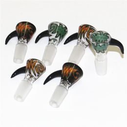 smoking Accessories Glass Bowl Pieces 14mm 18mm bowls Male Joint Handle Beautiful Slide bowl piece For Bongs Water Pipes
