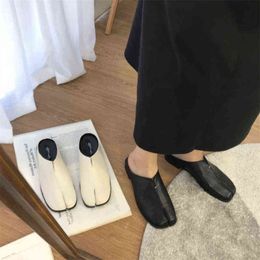 Bailamos Women Split Slippers Tabi Ninja Flats Round Toe Shallow Lazy Slip On Boat Slingback Mules Shoes Soft Loafers 22