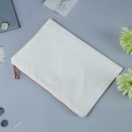 Make-up-Taschen, hochwertige Polyester-Clutch, Brautjungfern-Geschenk, schlichte Kosmetiktaschen – mit roségoldenem Reißverschluss, 17,8 x 25,4 cm, für Vinyl