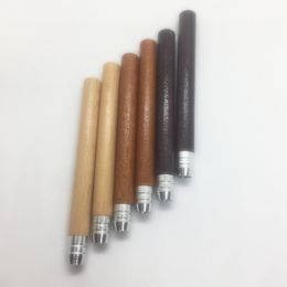 Mini Natural Wooden Metal Pipes Dry Herb Tobacco Smoking Handpipe Handle Preroll Cigarette Filter Holder Tips Tube High Quality One Hitter Catcher DHL