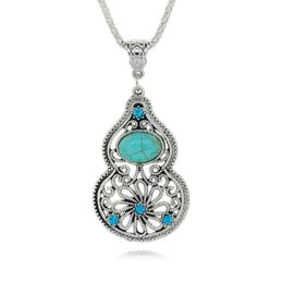 women's gourd Tibetan silver turquoise Pendant Necklaces fashion gift national style women men's DIY necklace pendants