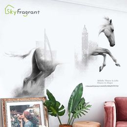 Creative Steed Horse 3D Home Decorations Living Room Bedroom Background Wall Decor Self Adhesive Stickers