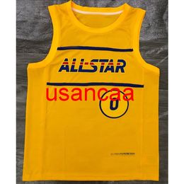 Men's 0# Lillard 2021 ALL STAR yellow basketball jerseyS,M,L,XL,XXL