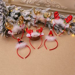 Holiday Headbands Reindeer Antler Santa Hat Christmas Head Toppers Flexibility to Fit All Sizes Party Supplies PHJK2111