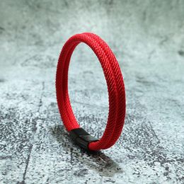 Charm Bracelets Stainless Steel Magnetic Buckle Bracelet Men Women Minimalist Double Layer Milan Rope Braclet Handwoven Lucky Red Thread Bra