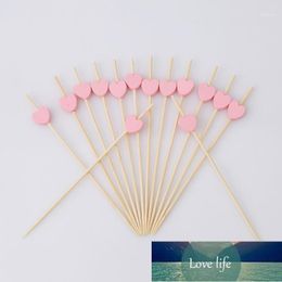100pcs/pack Disposable Bamboo Picks Fruit Fork Sticks Buffet Cupcake Toppers Cocktail Forks Wedding Festival Fruit Tools1 Factory price expert design Quality