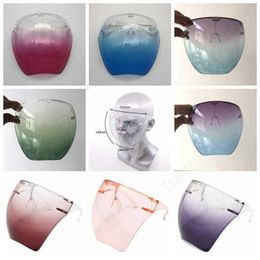 Plastic Safety Faceshield With Glasses Frame Transparent Full Face Cover Protective Mask Anti-fog Face Shield Clear Designer Masks DAT295