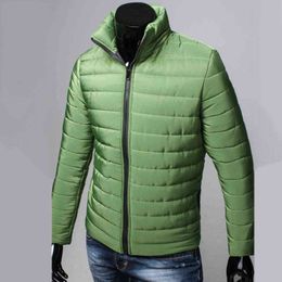 Trendy Fashion Stand Collar Slim Puffer Coat Lightweight Male Windbreaker Thickened Outerwear G1108