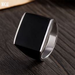 BOCAI Retro smooth face Middle East ring for man 100% real s925 silver fashion men's 211217