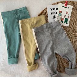 Baby boys girls all-match side braid sports pants Infants cotton soft base trousers 0-2Y 210508