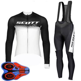 Spring/Autum SCOTT Team Mens cycling Jersey Set Long Sleeve Shirts Bib Pants Suit mtb Bike Outfits Racing Bicycle Uniform Outdoor Sports Wear Ropa Ciclismo S21042048