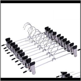 Hangers & Racks 10Pcs Stainless Steel Trousers Rack Clip Metal Anti-Slip Clothespin Wardrobe Pants Clamp Clothes Hanger For Balcony Ba O3Emj