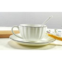 200ML.real bone china set, mug vintage, service ceramics, enamel porcelain cup, with saucer & spoon, ceramic tea cup