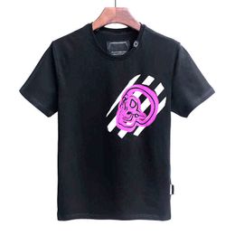 2022 SS short sleeve t-shirt men's simple skull print PP fashion pure cotton summer business street Milan trend plein brand top G1217
