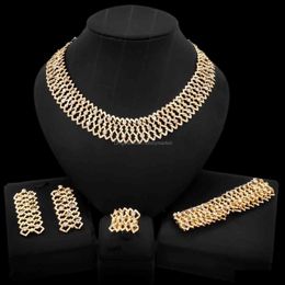 Bracelet, Earrings & Necklace Jewellery Sets Brand Bracelet Earring Fashion Diamond Setting Zircon Gold-Plated Ring Zinc Drop Delivery 2021 1Y
