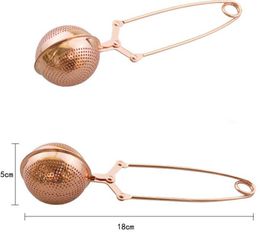 50pcs 304 Stainless Steel Tea Strainer Filter Diffuser Fine Mesh Infuser Ball Shape Coffee Cocktail Food Reusable Rose Gold Color DHL FEDEX