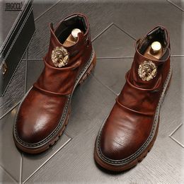 Мужские сапоги Ручной модные удобные повседневные туфли для мужской рабочей туфли на открытом воздухе Martin Boot Zapatos de Hombre A5