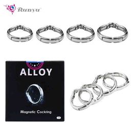Nxy Cockrings Metal Sleeve Stainless Steel Penis Cock Ring Scrotum Delayed Exercise Sex Toys Intimate Goods Adult Product Shop for Men 1208