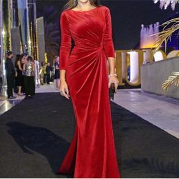 Elegant Long Sleeve Evening Dresses 2021 High Neck Mermaid Dress Party Gowns Plus size Abiye Muslim Prom Dress