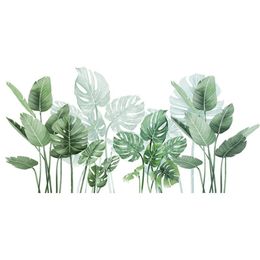 Wall Stickers Green Leaves For Home Bedroom Living Room Tropical Plants Sticker Decals Door Murals Wallpaper
