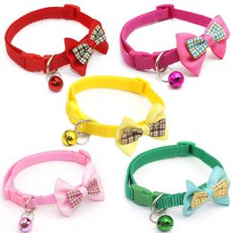 Cat Collars & Leads Adjustable Pet Necklace Neck Tie Convenient Accessories Useful Dog Striped Bow Supplies