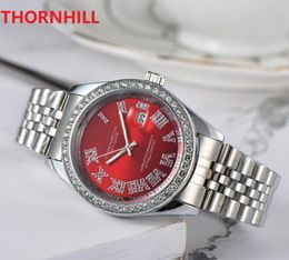 Valentine Gift relogios clock table all diamonds quartz movement watch auto date high quality roman dial deisgner women men watches