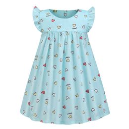 2021 Summer Short Sleeve Girls Dresses 100%Cotton Pricess Dress Floral Fashion Childen's Clothing Kids Wear 2-6 Years Q0716