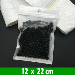 500pcs 12*22cm Clear White Pearl Plastic Poly OPP Packing Bags Zipper Lock Retail Packages Jewellery Food display product Bag cell phone accessories Hang Hole Pouches