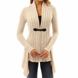 Plus Size 4XL Women Autumn Winter Cardigan Coat Long Sleeve V Neck Irregular Knitwear Tops Ladies Slim Sweater Jacket Outwear 210522