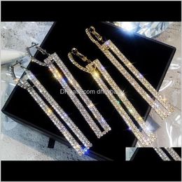 Dangle & Chandelier Jewellery Drop Delivery 2021 European And American Exaggerated Diamond-Studded Rectangular Korean Personality Long Full Dia