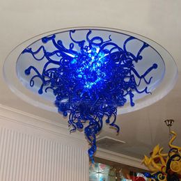glass bends UK - Fancy Blue Murano Glass Ceiling Light Dale American Style Hand Blown Hanging Chandelier Dining Table Top Lamp Custom 28 or 32 Inches