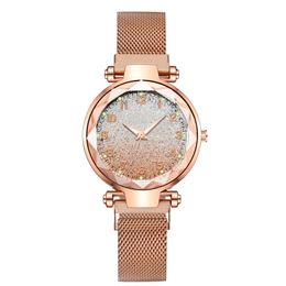 Women Quartz Watch 33mm Classic Style ladies Watches Montre De Luxe Elegant Wristwatch Round Gradient Starry Sky Luminous Stainless Steel