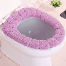 Soft Thicker Toilet Seat Cover Pad Bathroom Accessories Warmer Stretchable Fibers Cushioned Lid Covers Comfortable and Washable Pads TX0031