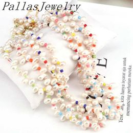 5Pcs Handmade Irregular Nature Boho Necklace, white pearl colorful miyuki beads necklace, women girl jewelry