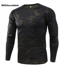 Camouflage T Shirt Men's Breathable Quick Dry Long Sleeve T-shirt Male Outdoor Sports Army Combat Tactical Military Camo Tshirts 210706