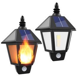 Solar Lights Solar Flame Flickering Dancing Wall Lamp Outdoor Waterproof Led SolarLandscape Decoration Lighting Security Light
